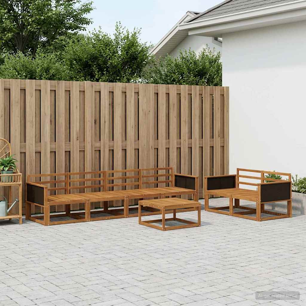 Outdoor Sofa Set 7 pcs Natural Solid Acacia Wood
