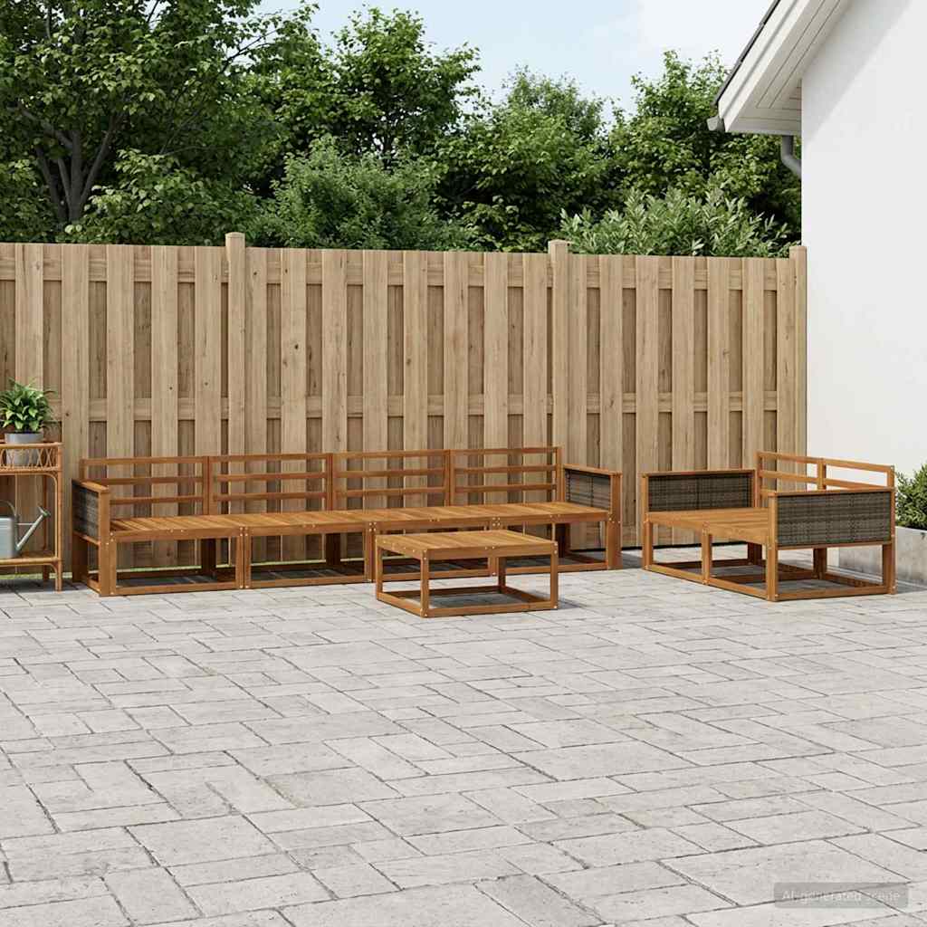 Outdoor Sofa Set 7 pcs Natural Solid Acacia Wood