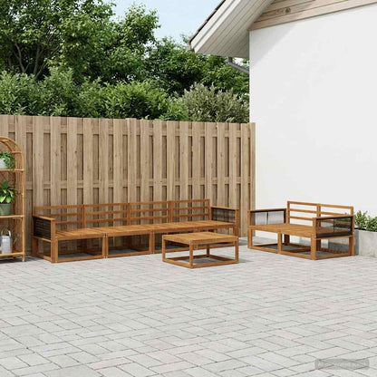 Outdoor Sofa Set 7 pcs Natural Solid Acacia Wood
