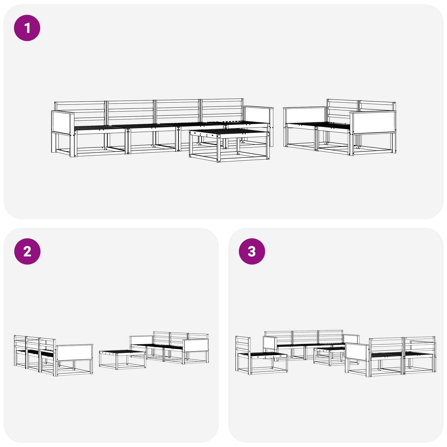 Outdoor Sofa Set 7 pcs Natural Solid Acacia Wood