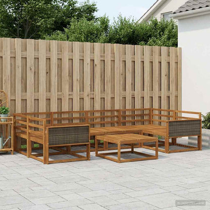 Outdoor Sofa Set 7 pcs Natural Solid Acacia Wood