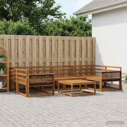 Outdoor Sofa Set 7 pcs Natural Solid Acacia Wood