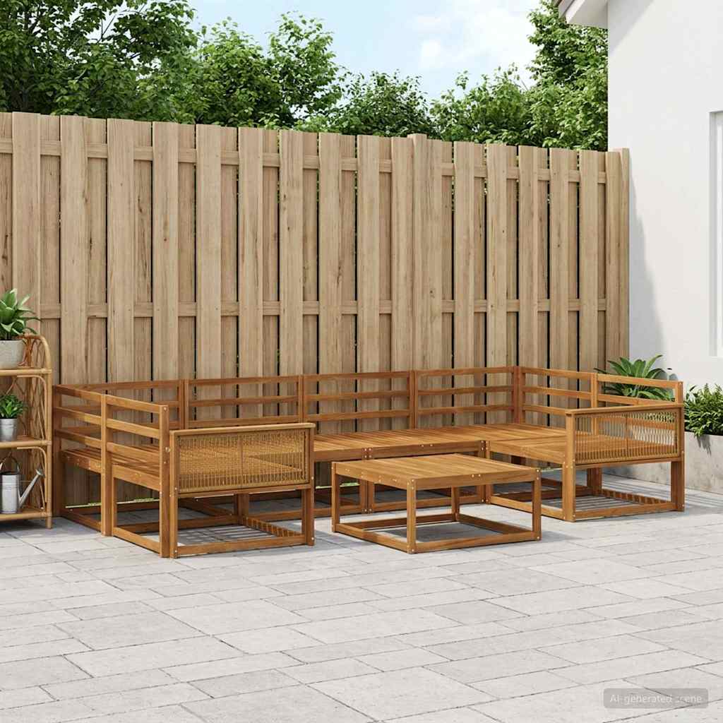 Outdoor Sofa Set 7 pcs Natural Solid Acacia Wood