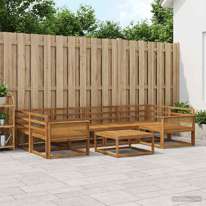 Outdoor Sofa Set 7 pcs Natural Solid Acacia Wood