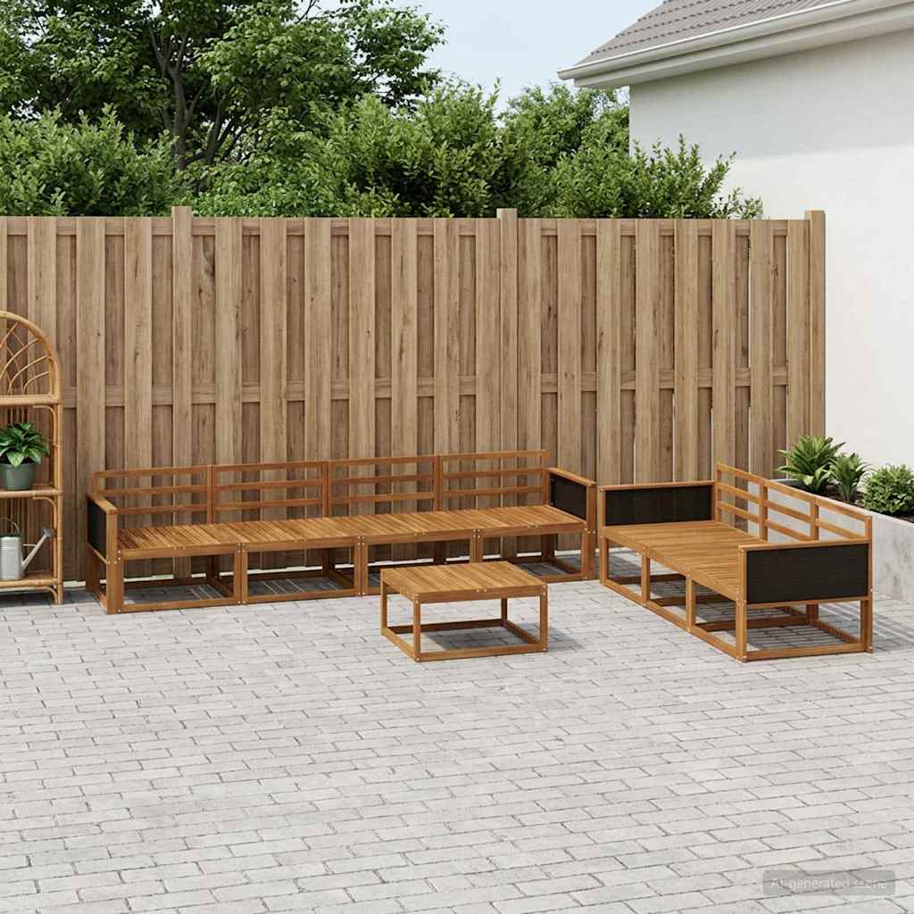 Outdoor Sofa Set 8 pcs Natural Solid Acacia Wood