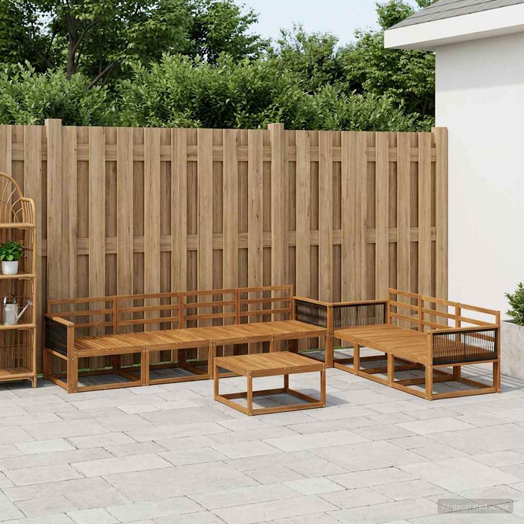 Outdoor Sofa Set 8 pcs Natural Solid Acacia Wood