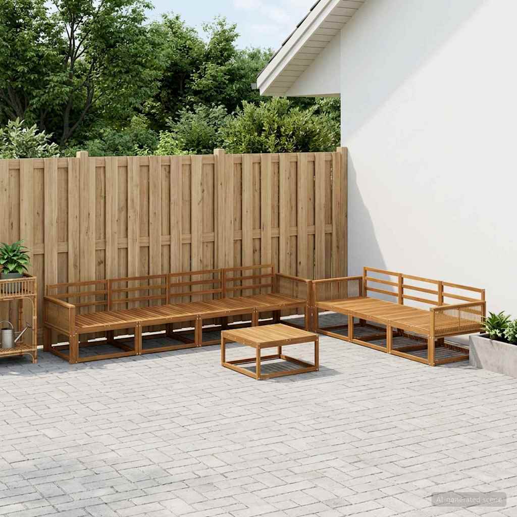 Outdoor Sofa Set 8 pcs Natural Solid Acacia Wood