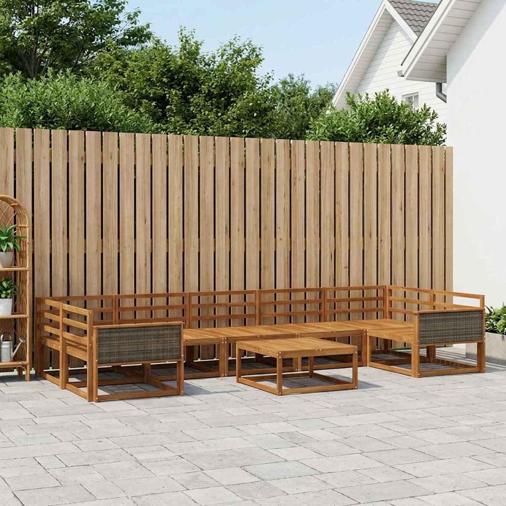 Outdoor Sofa Set 8 pcs Natural Solid Acacia Wood