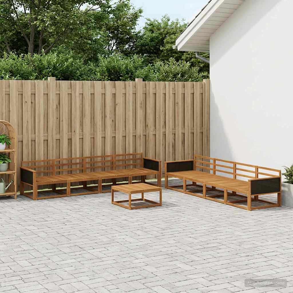 Outdoor Sofa Set 9 pcs Natural Solid Acacia Wood