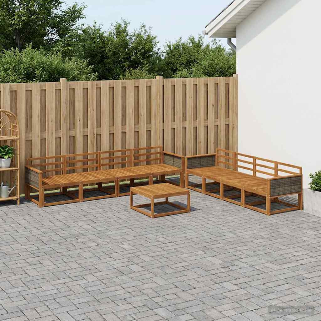 Outdoor Sofa Set 9 pcs Natural Solid Acacia Wood