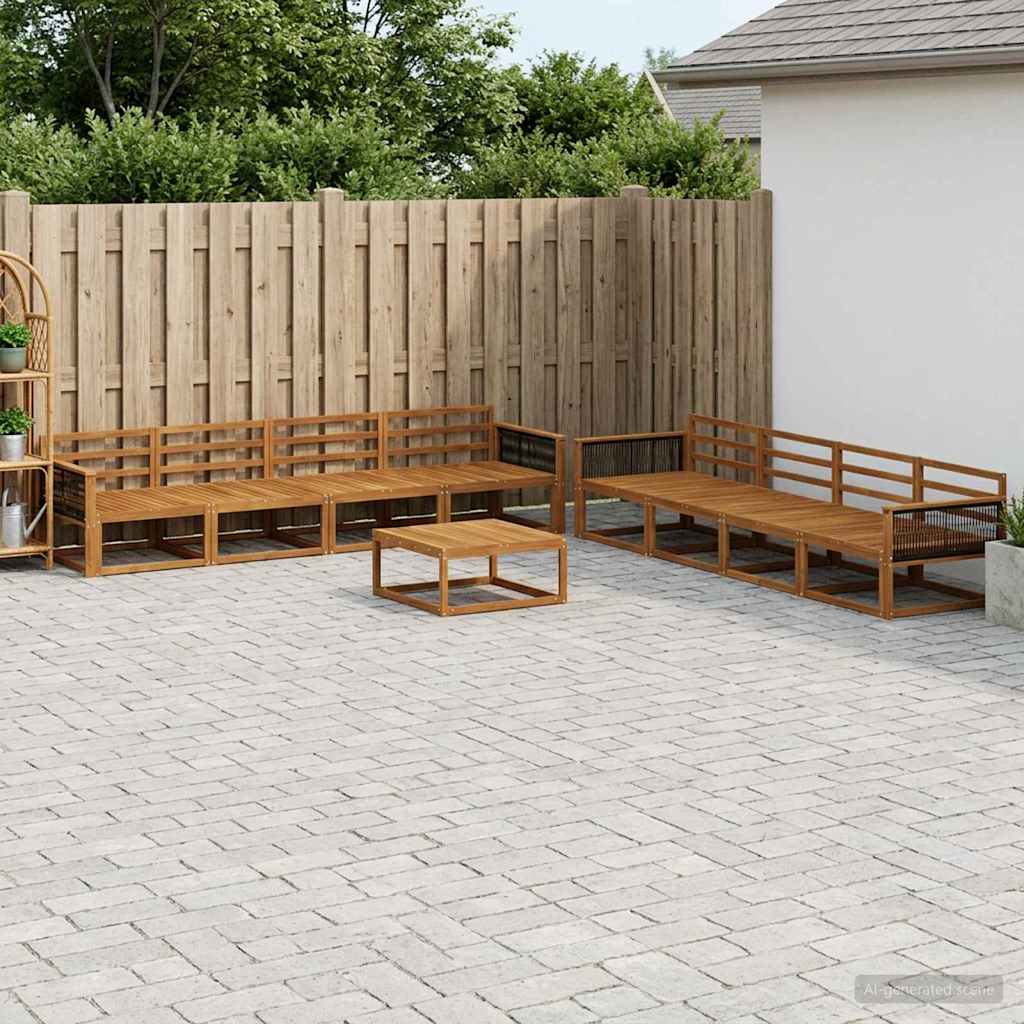Outdoor Sofa Set 9 pcs Natural Solid Acacia Wood
