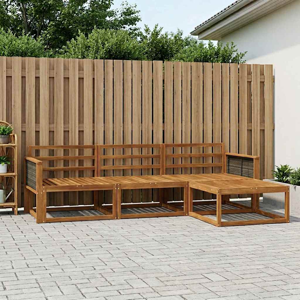Outdoor Sofa Set 4 pcs Natural Solid Acacia Wood