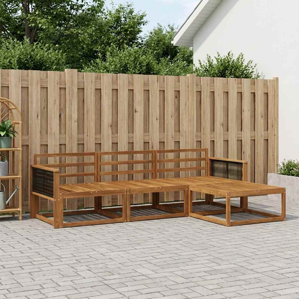 Outdoor Sofa Set 4 pcs Natural Solid Acacia Wood