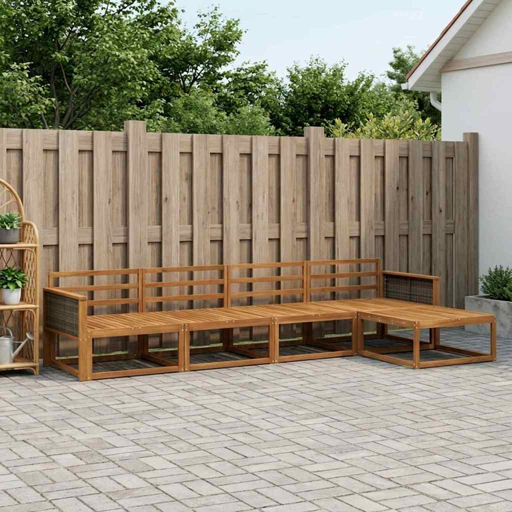 Outdoor Sofa Set 5 pcs Natural Solid Acacia Wood