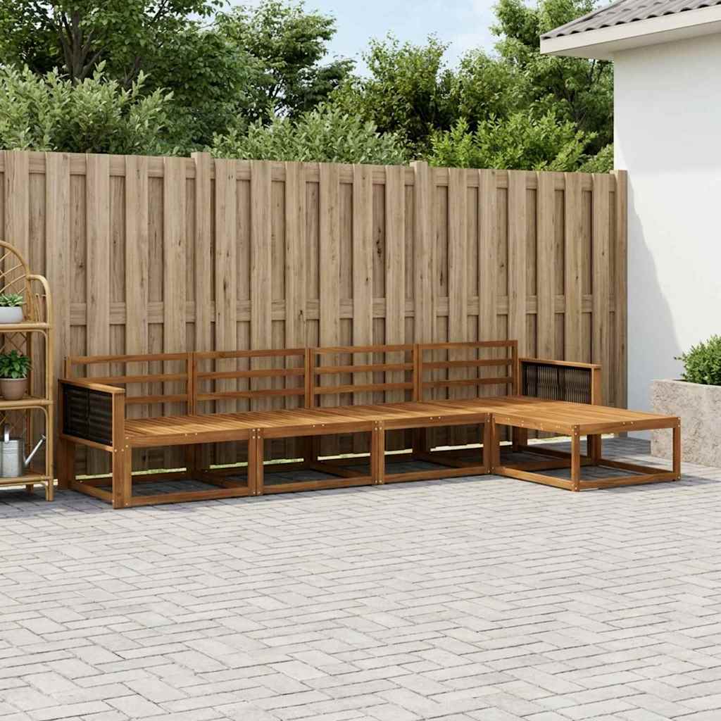 Outdoor Sofa Set 5 pcs Natural Solid Acacia Wood