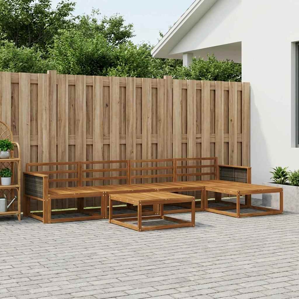 Outdoor Sofa Set 6 pcs Natural Solid Acacia Wood