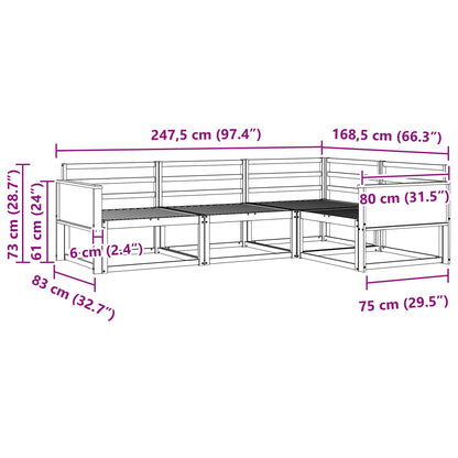 Outdoor Sofa Set 4 pcs Natural Solid Acacia Wood