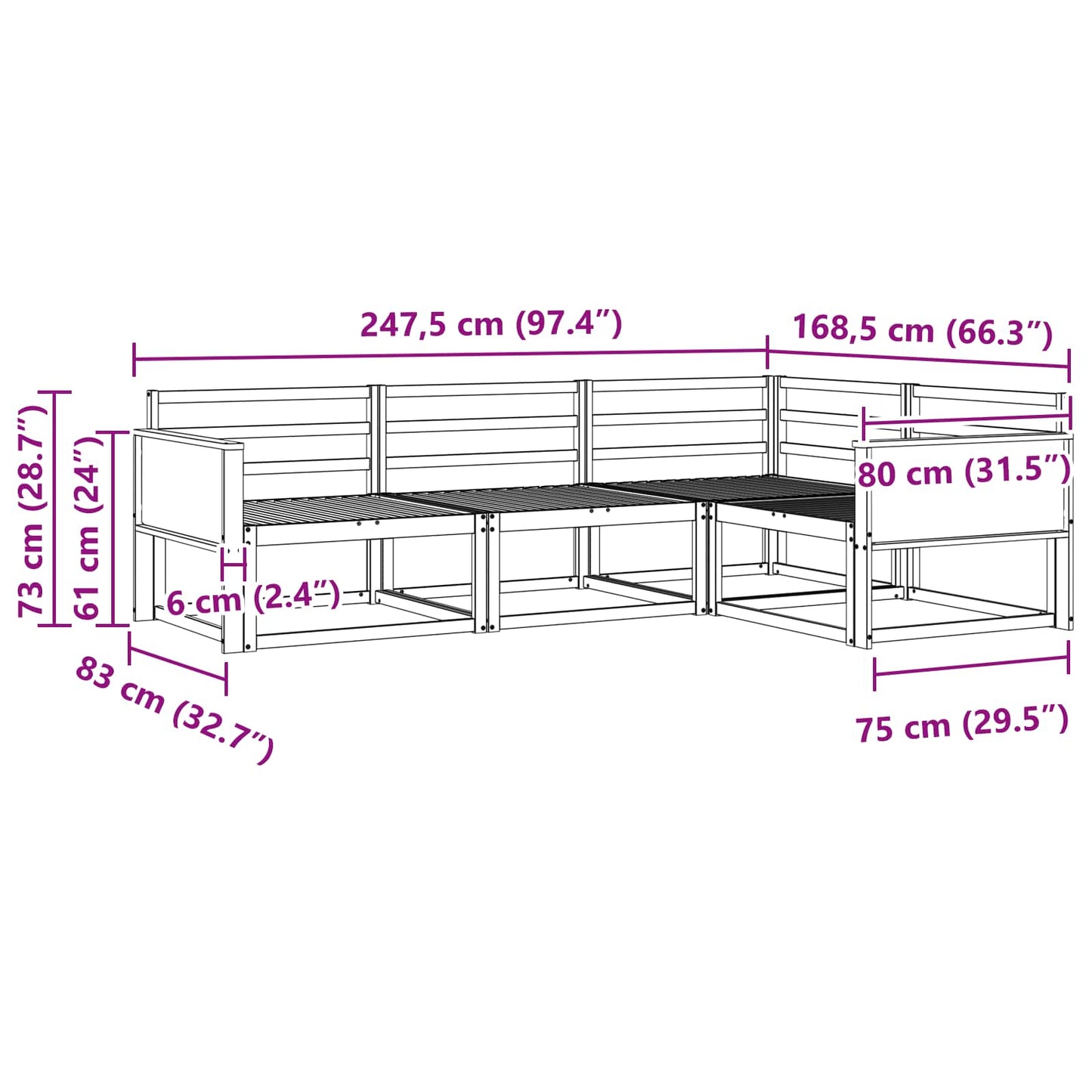 Outdoor Sofa Set 4 pcs Natural Solid Acacia Wood