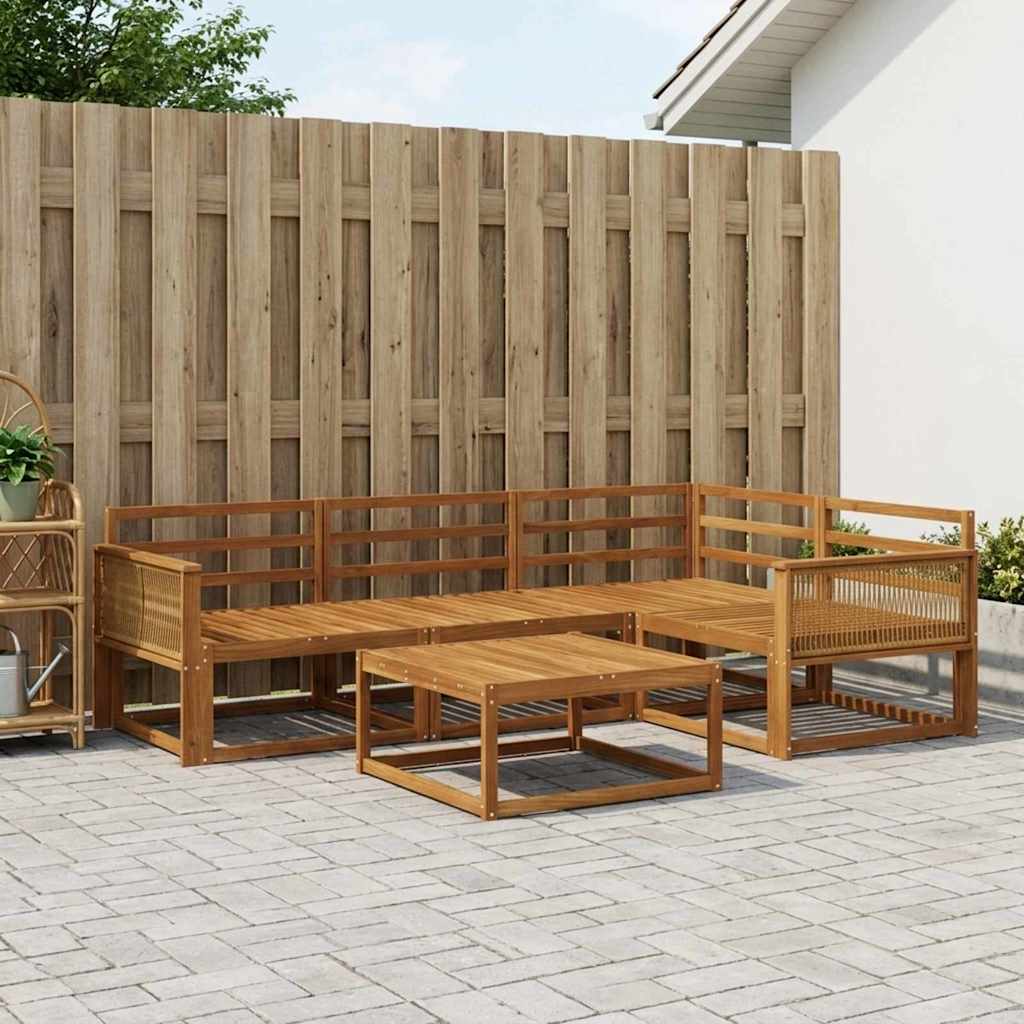 Outdoor Sofa Set 5 pcs Natural Solid Acacia Wood