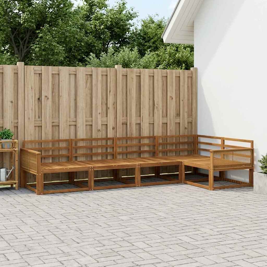 Outdoor Sofa Set 5 pcs Natural Solid Acacia Wood