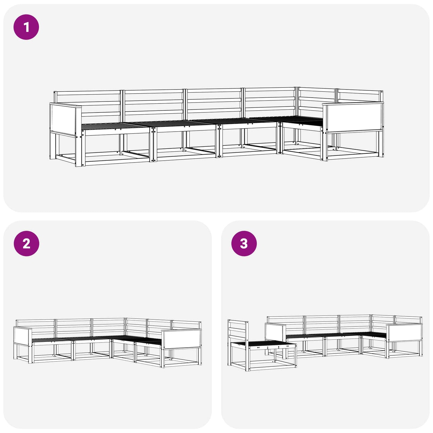 Outdoor Sofa Set 5 pcs Natural Solid Acacia Wood