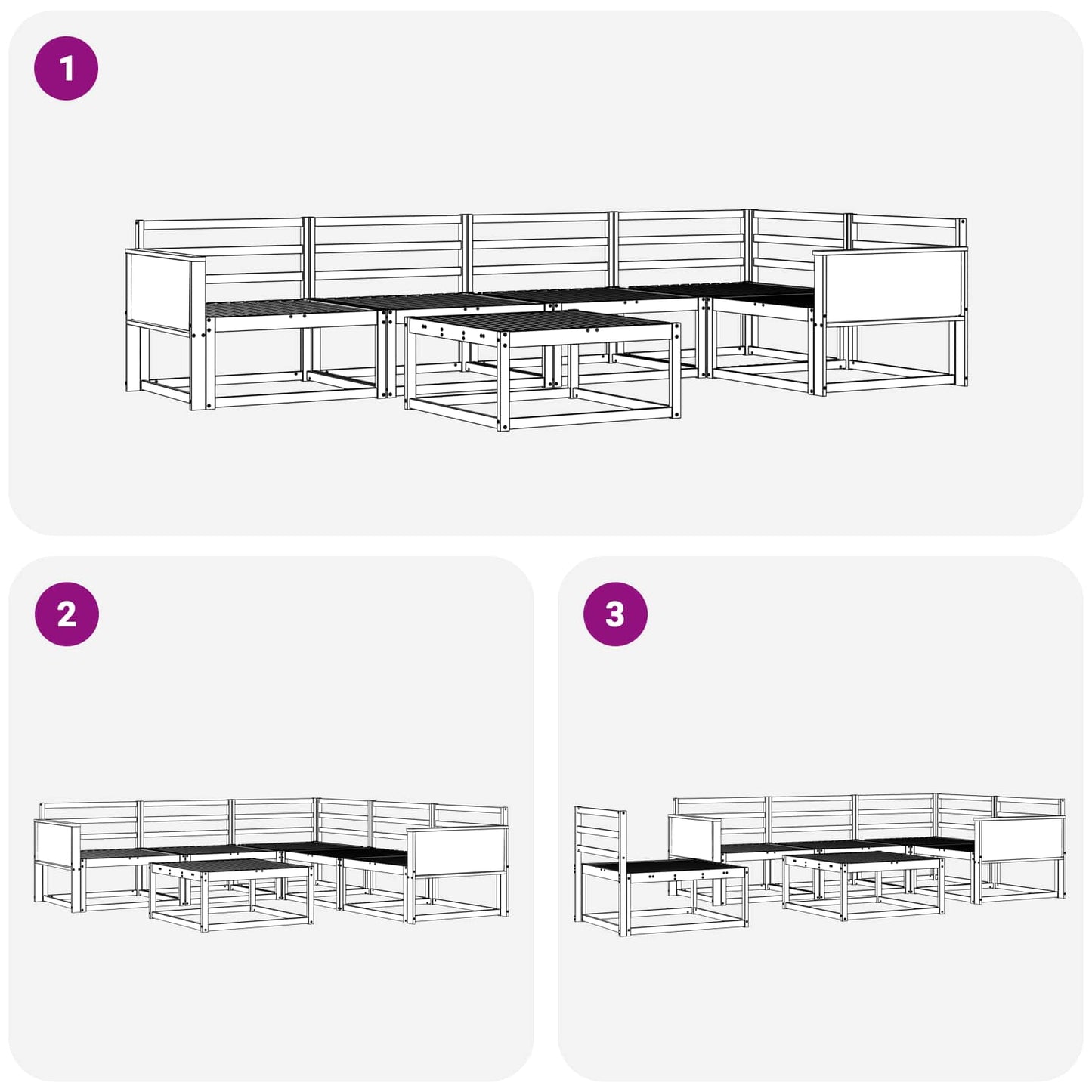 Outdoor Sofa Set 6 pcs Natural Solid Acacia Wood