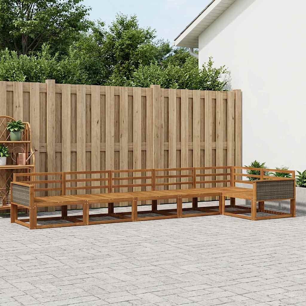 Outdoor Sofa Set 6 pcs Natural Solid Acacia Wood