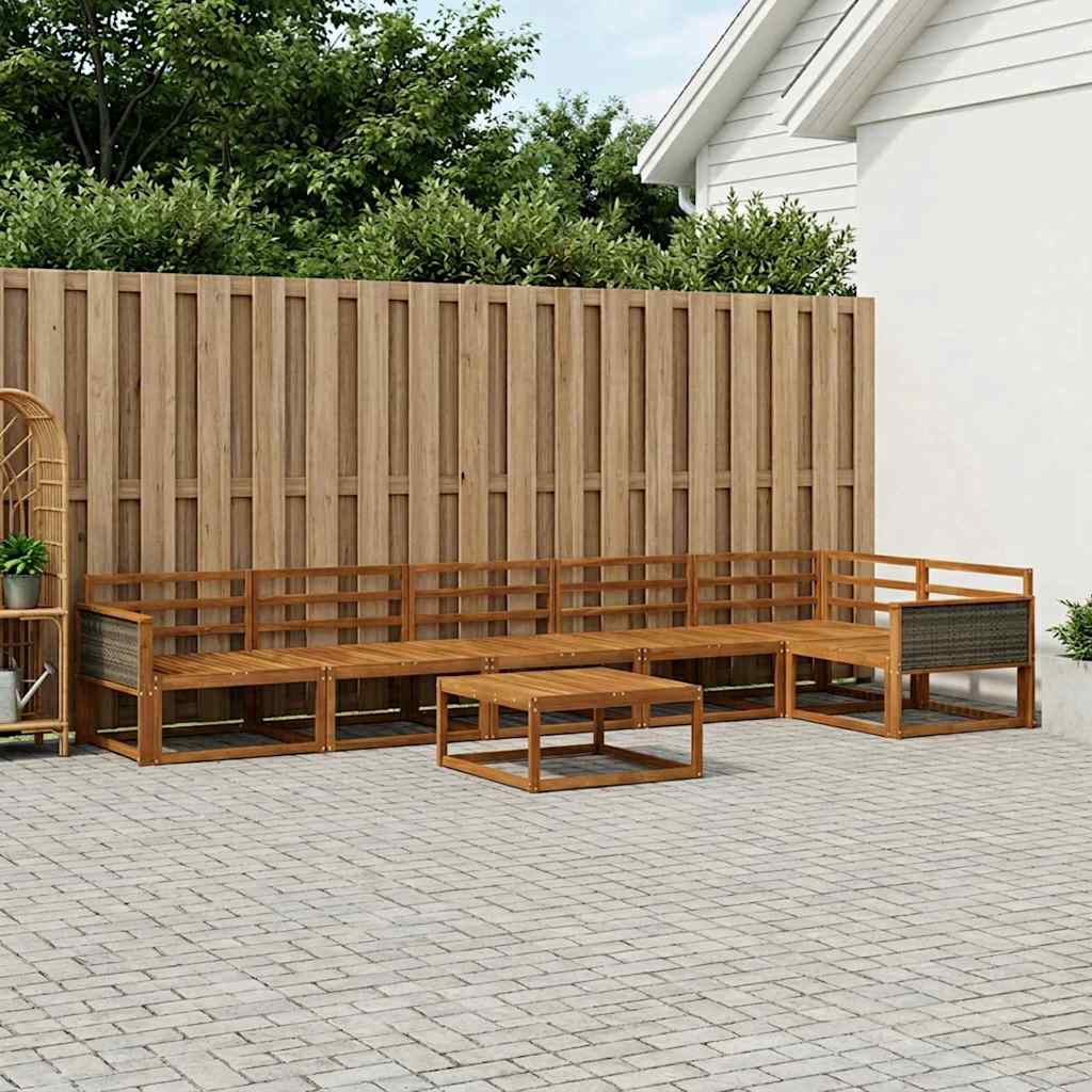 Outdoor Sofa Set 7 pcs Natural Solid Acacia Wood