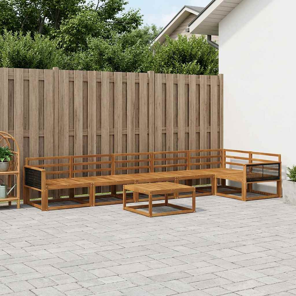 Outdoor Sofa Set 7 pcs Natural Solid Acacia Wood