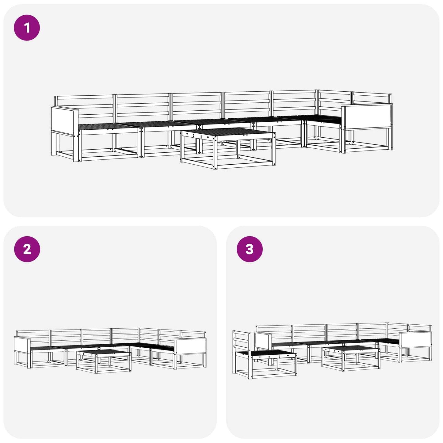 Outdoor Sofa Set 7 pcs Natural Solid Acacia Wood