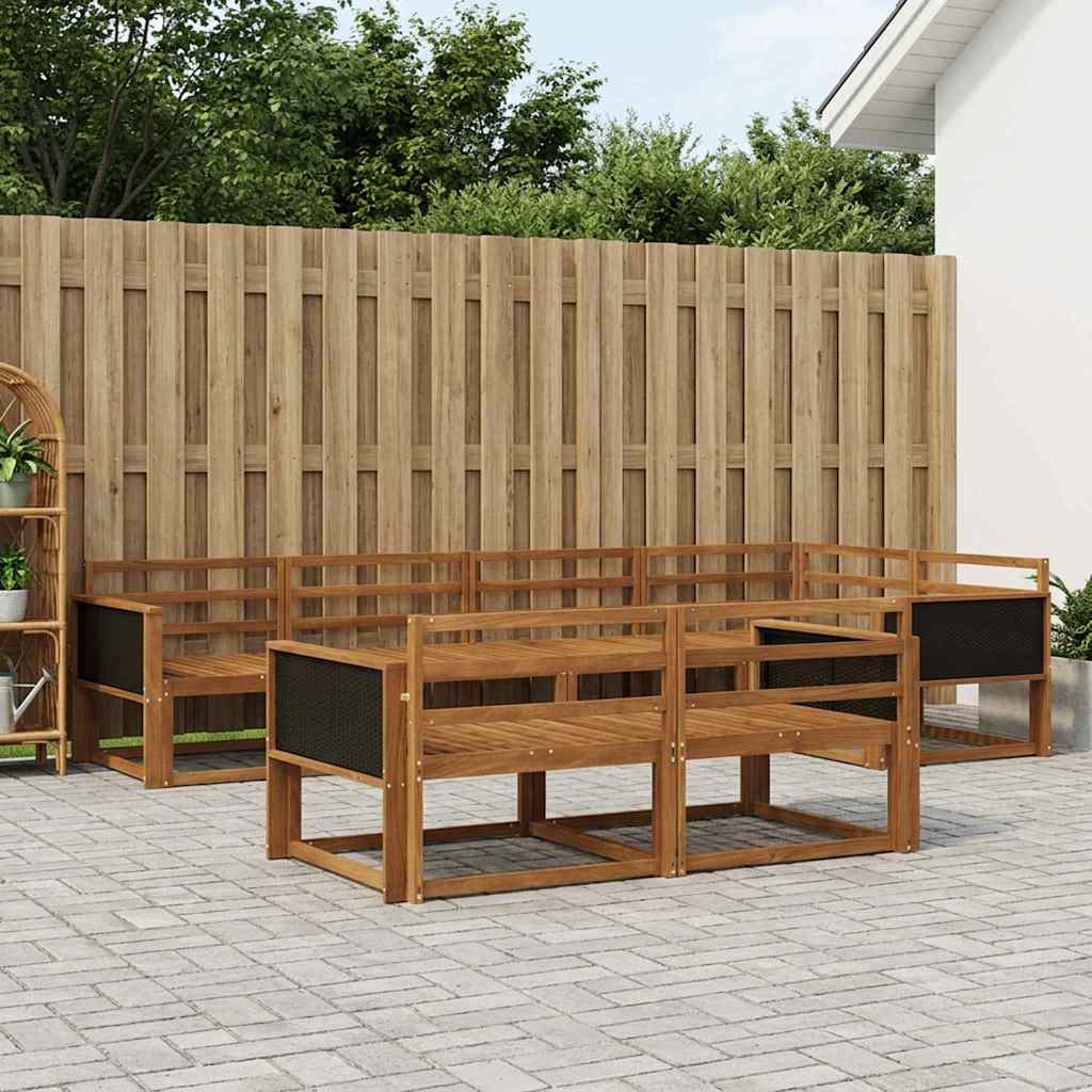 Outdoor Sofa Set 7 pcs Natural Solid Acacia Wood
