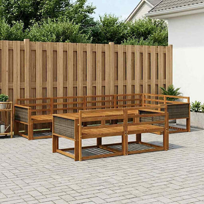 Outdoor Sofa Set 7 pcs Natural Solid Acacia Wood