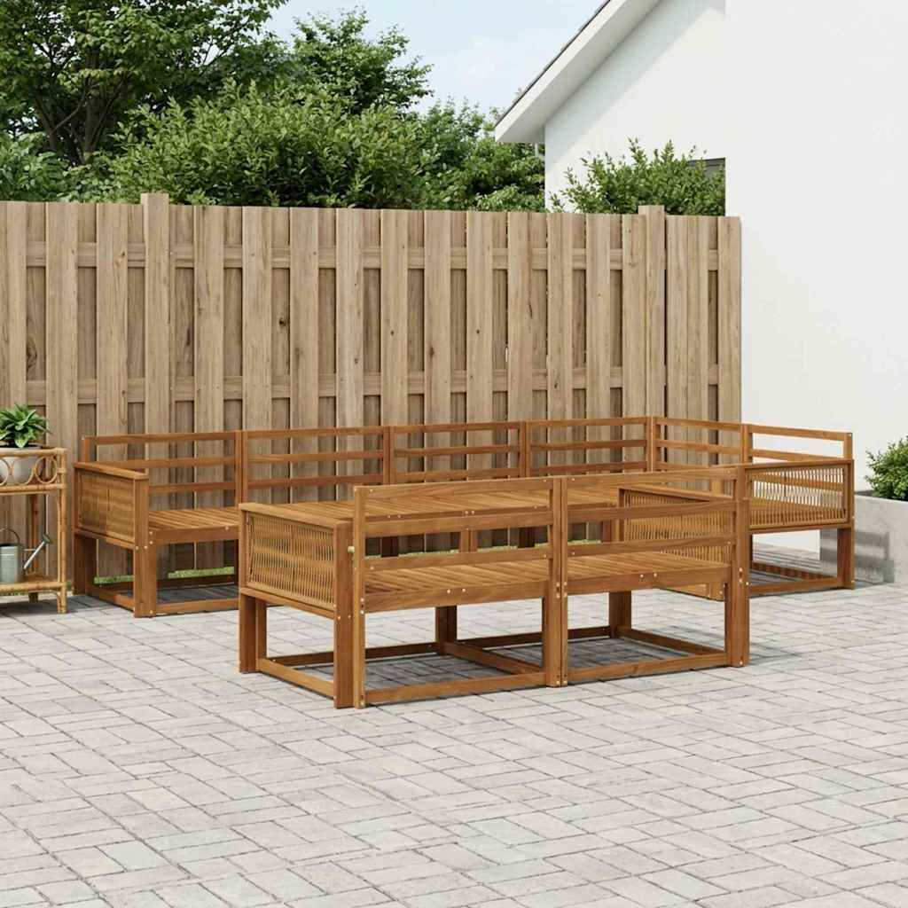 Outdoor Sofa Set 7 pcs Natural Solid Acacia Wood