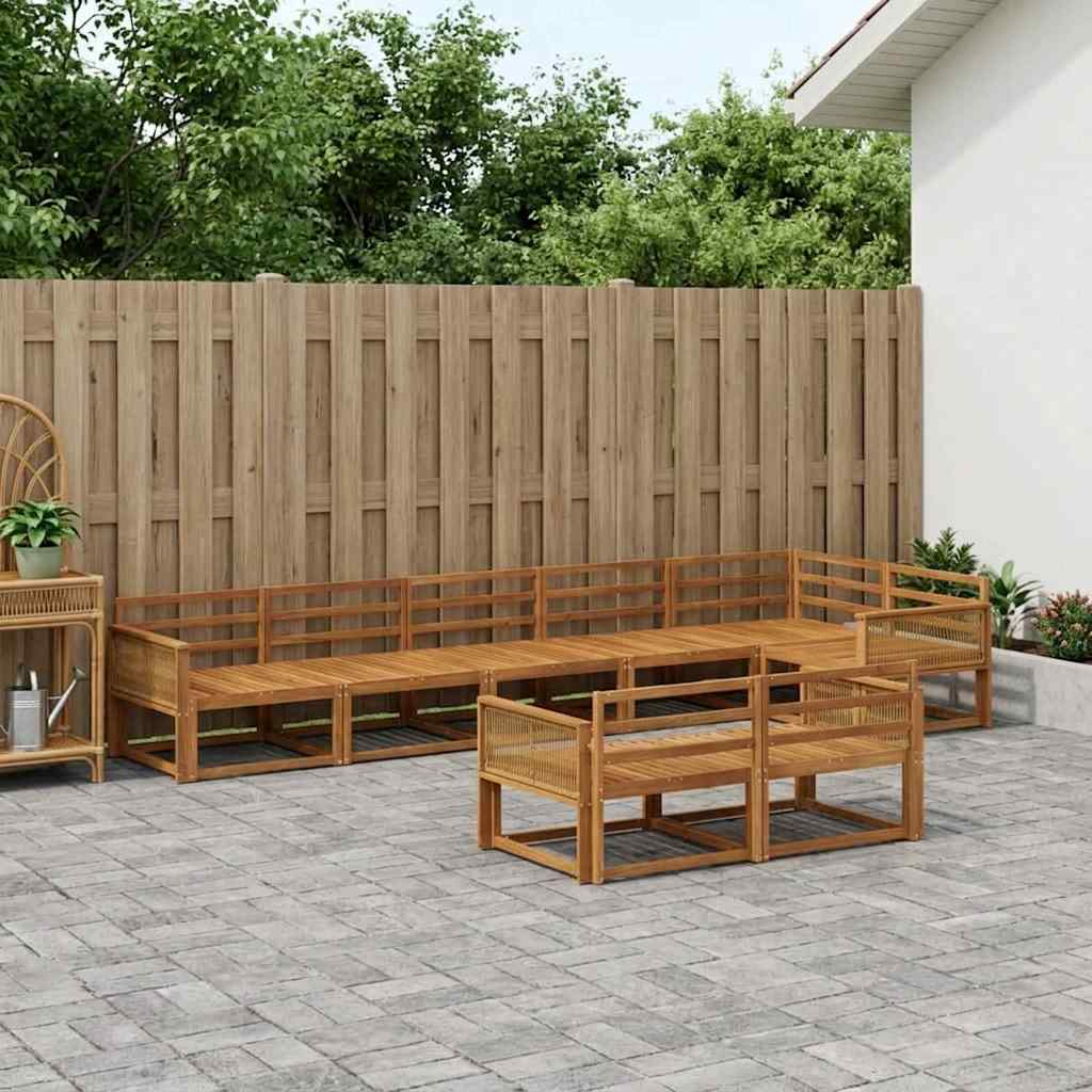 Outdoor Sofa Set 8 pcs Natural Solid Acacia Wood