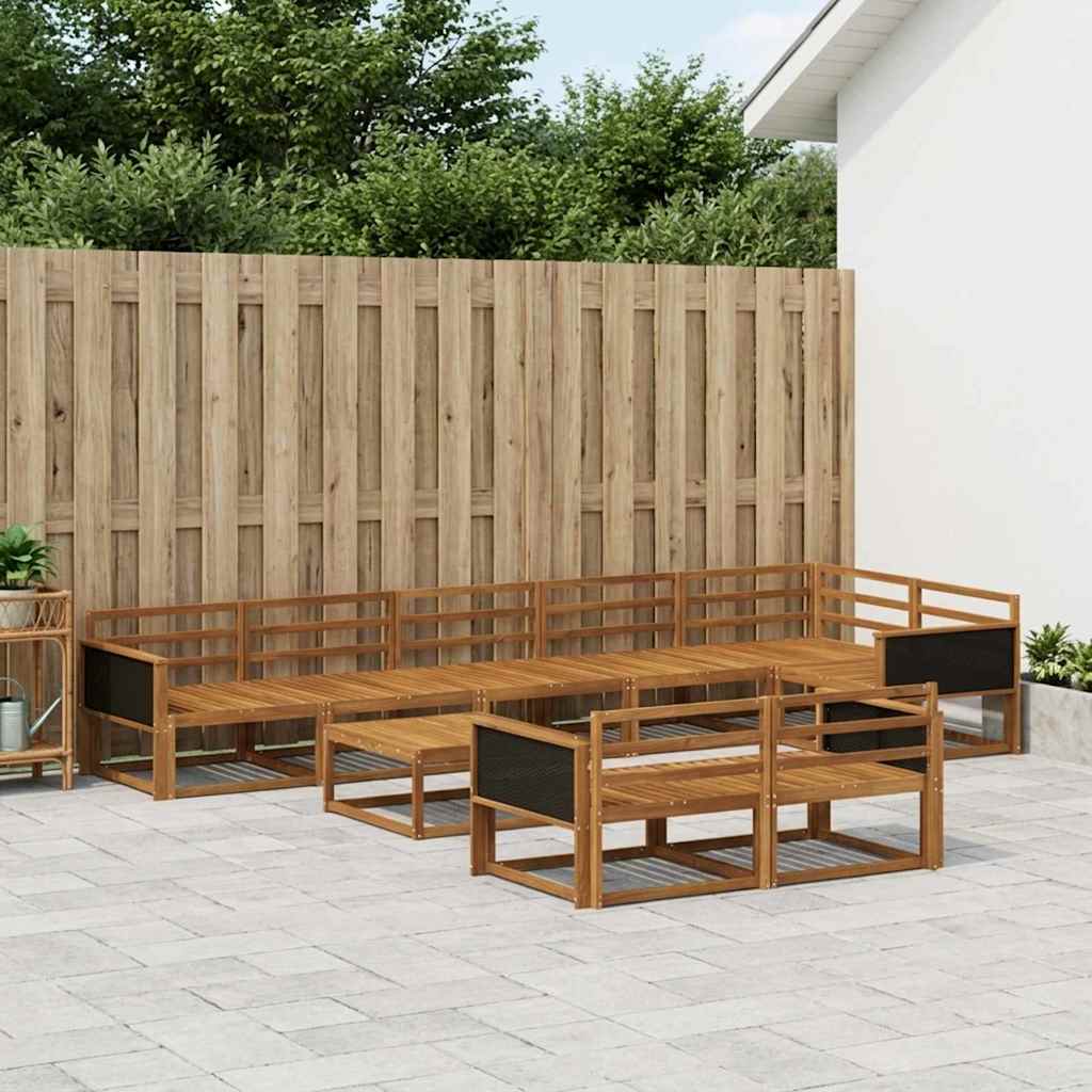 Outdoor Sofa Set 9 pcs Natural Solid Acacia Wood