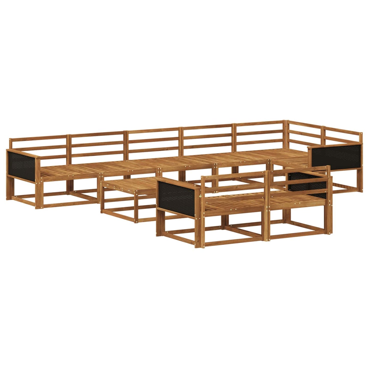 Outdoor Sofa Set 9 pcs Natural Solid Acacia Wood
