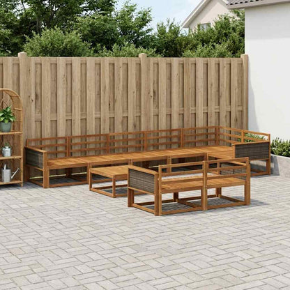 Outdoor Sofa Set 9 pcs Natural Solid Acacia Wood