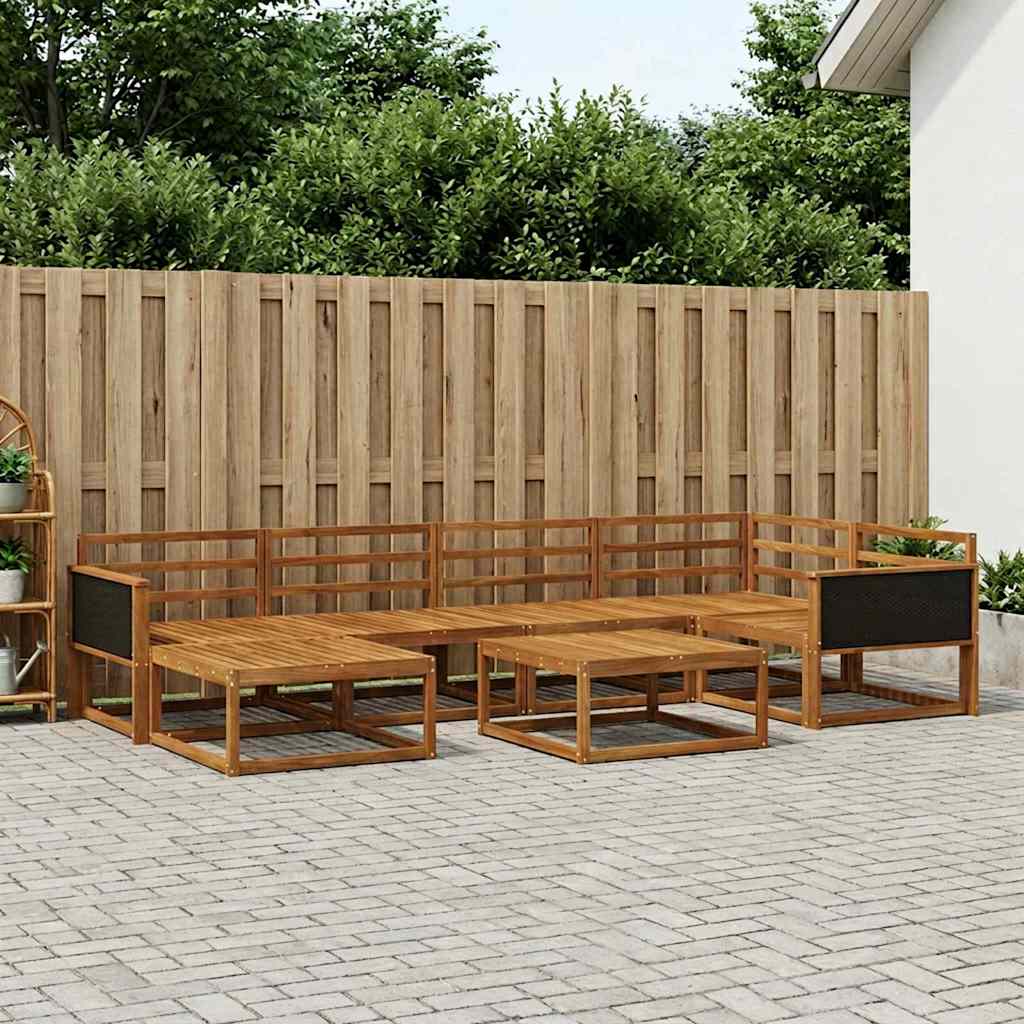 Outdoor Sofa Set 7 pcs Natural Solid Acacia Wood