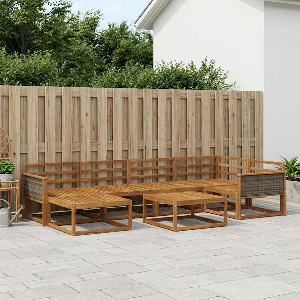 Outdoor Sofa Set 7 pcs Natural Solid Acacia Wood