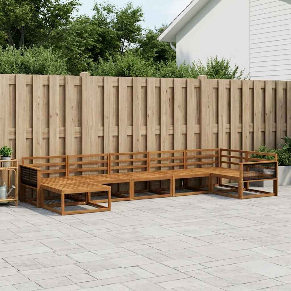 Outdoor Sofa Set 7 pcs Natural Solid Acacia Wood