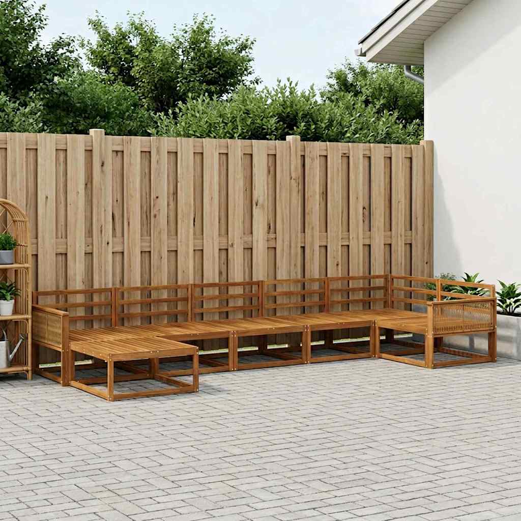 Outdoor Sofa Set 7 pcs Natural Solid Acacia Wood