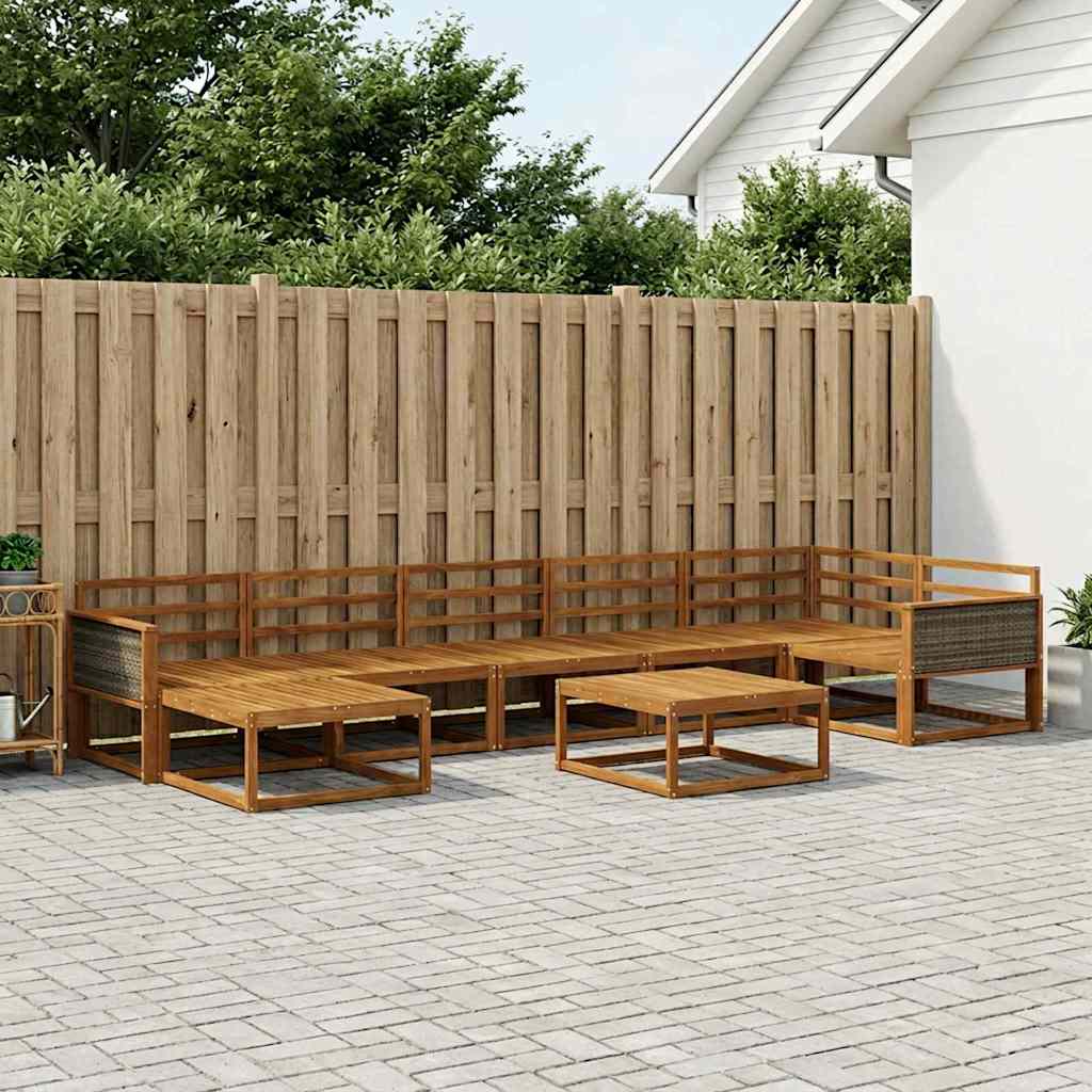 Outdoor Sofa Set 8 pcs Natural Solid Acacia Wood