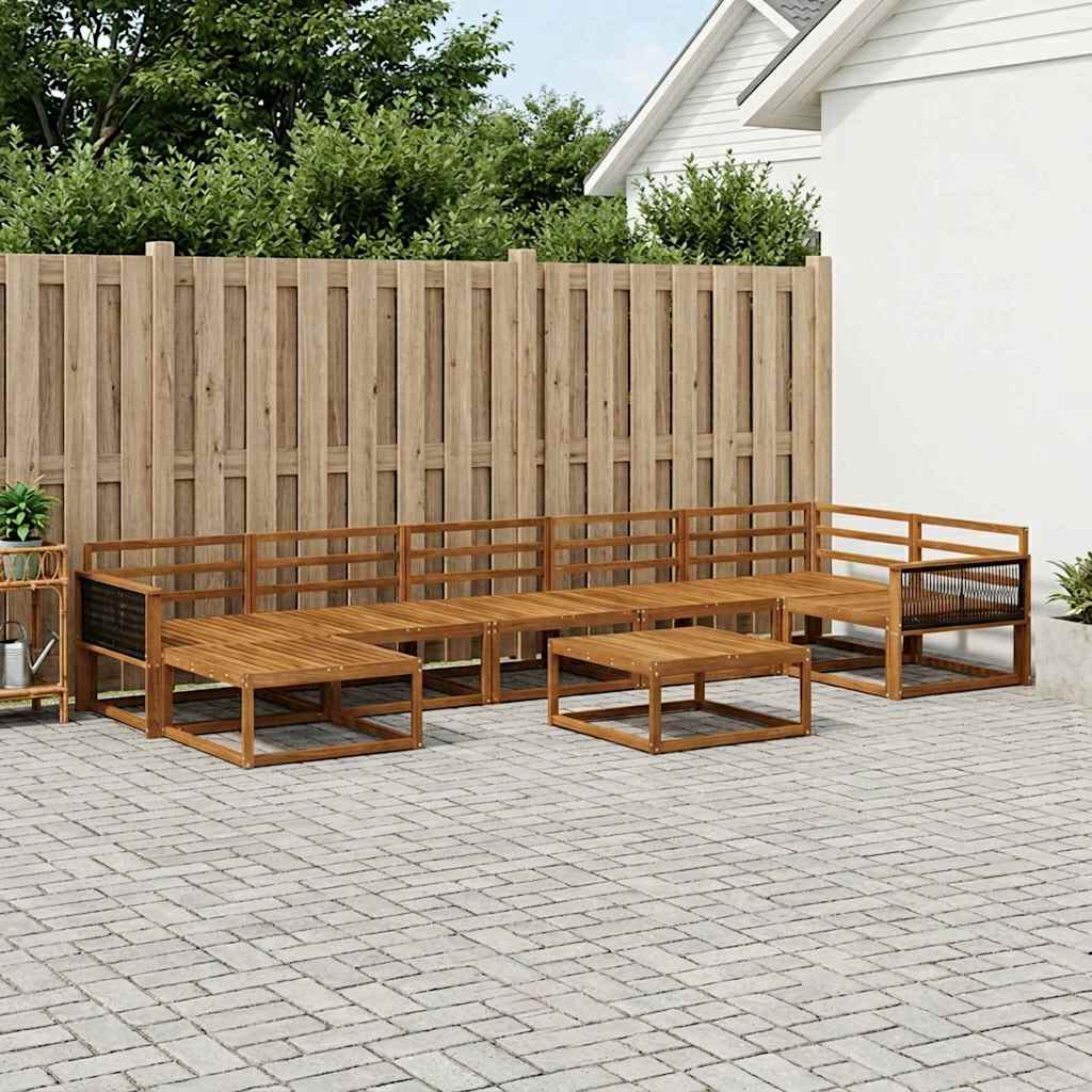 Outdoor Sofa Set 8 pcs Natural Solid Acacia Wood