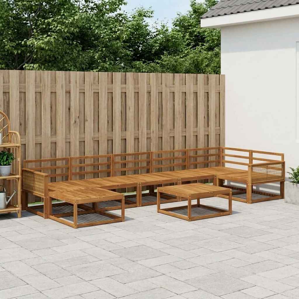 Outdoor Sofa Set 8 pcs Natural Solid Acacia Wood