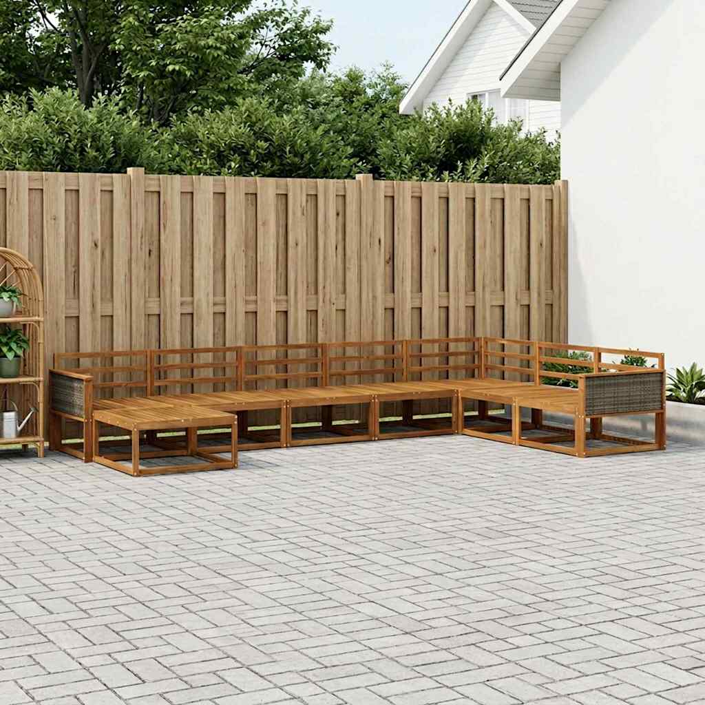 Outdoor Sofa Set 8 pcs Natural Solid Acacia Wood