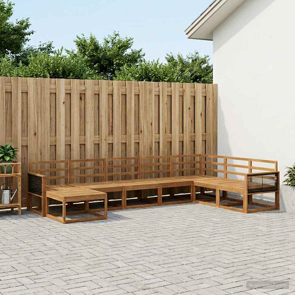 Outdoor Sofa Set 8 pcs Natural Solid Acacia Wood