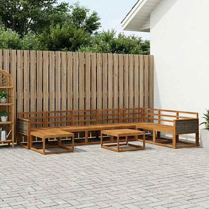 Outdoor Sofa Set 9 pcs Natural Solid Acacia Wood