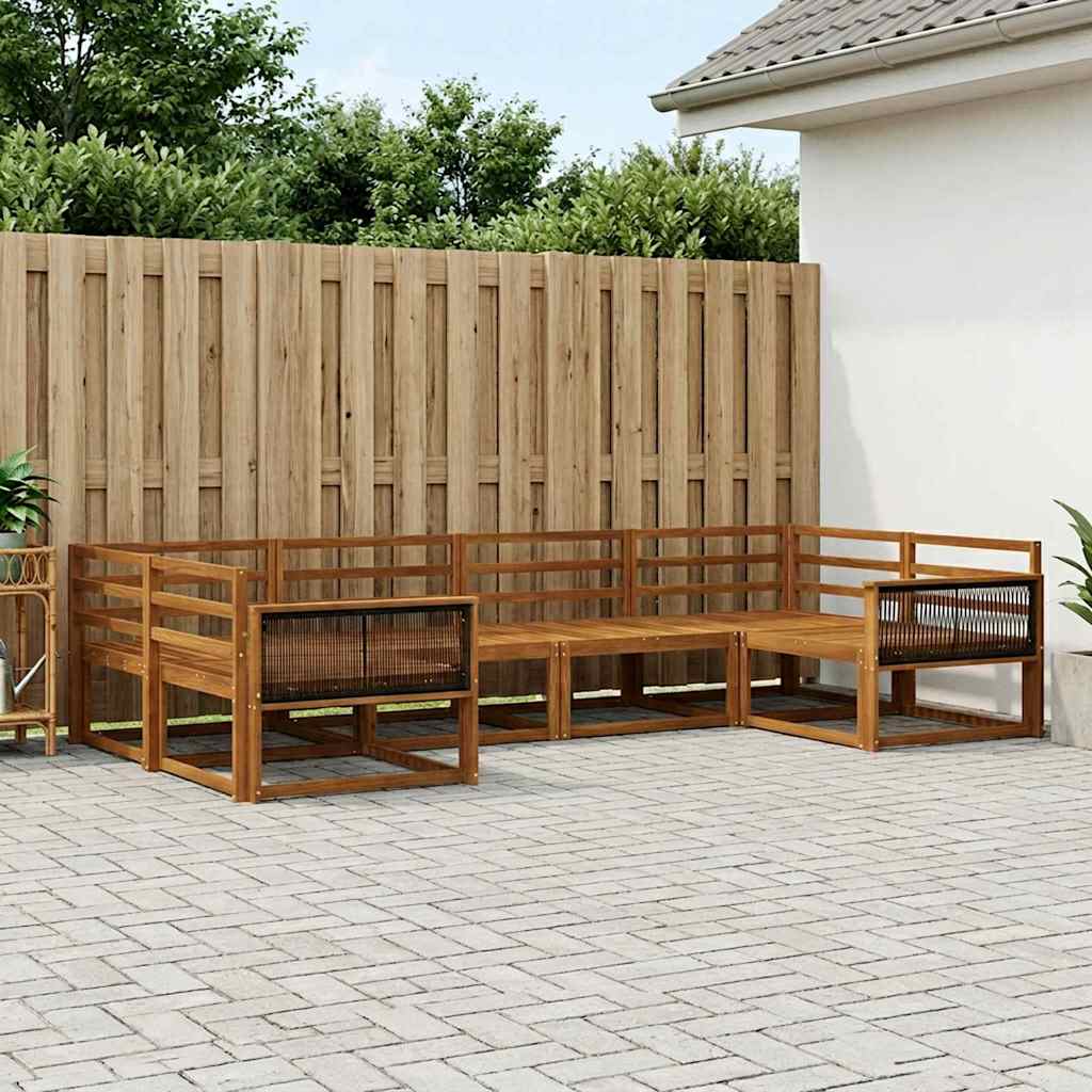 Outdoor Sofa Set 6 pcs Natural Solid Acacia Wood