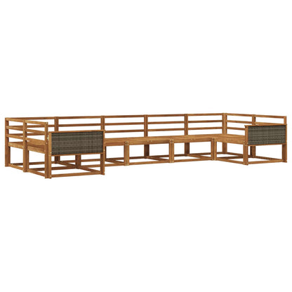Outdoor Sofa Set 7 pcs Natural Solid Acacia Wood