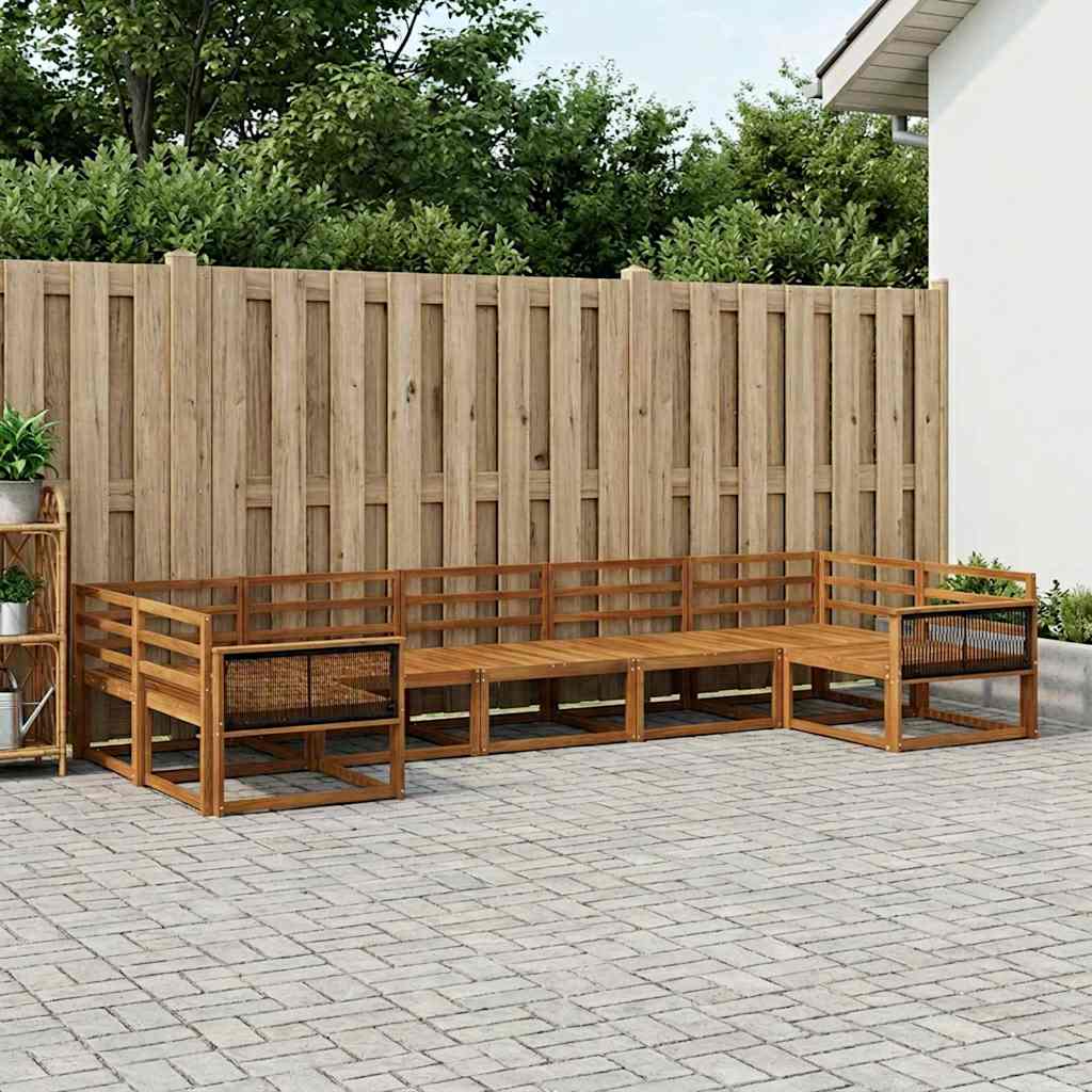 Outdoor Sofa Set 7 pcs Natural Solid Acacia Wood